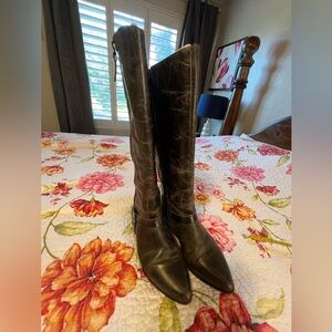 Tall Brown/Grey Leather Boots